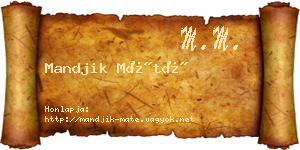 Mandjik Máté névjegykártya